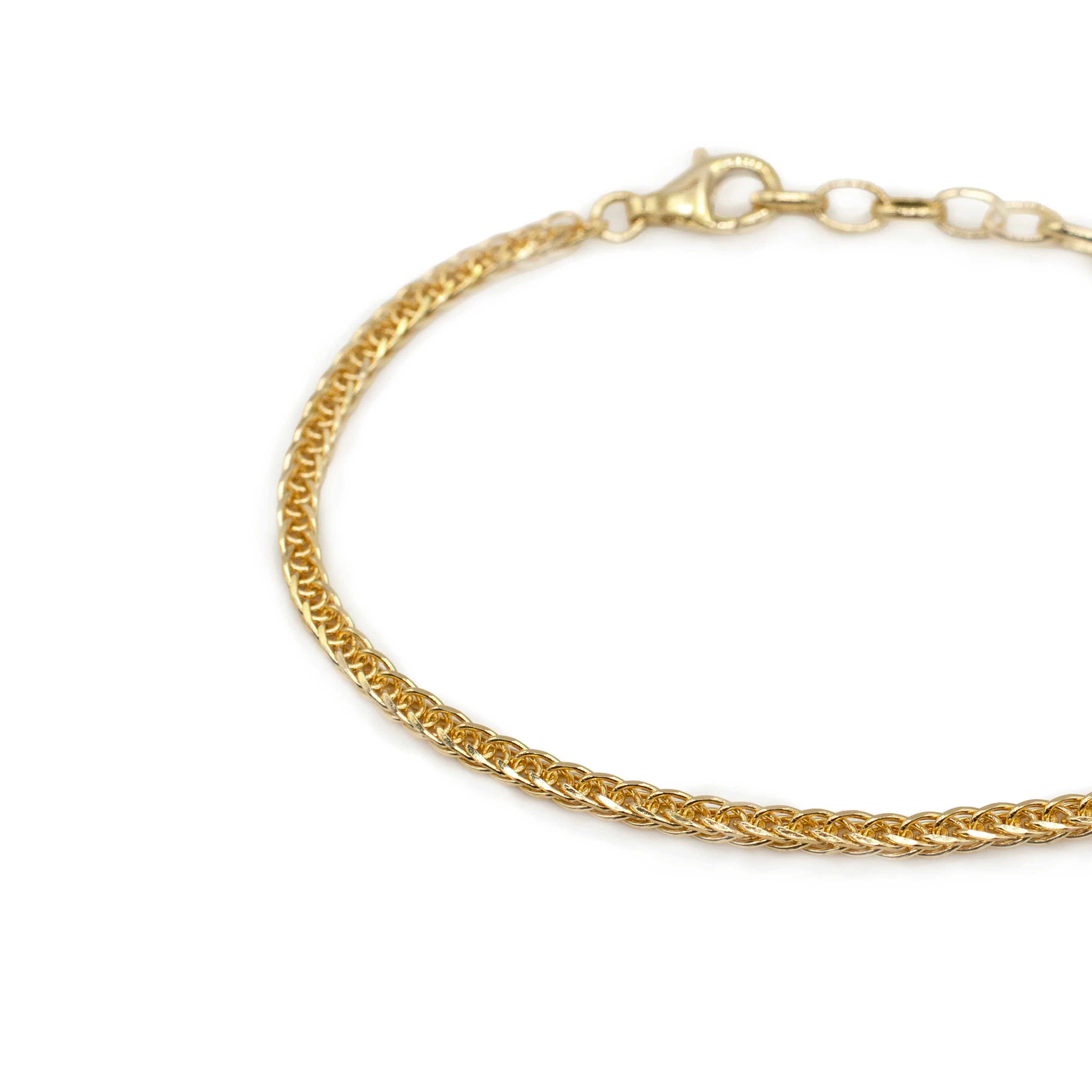 Gold 2.6mm Square Spiga Bracelet - Image 6