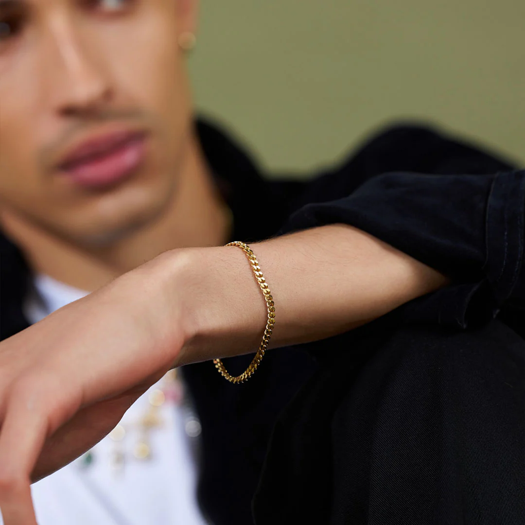 Gold 3.5mm Curb Bracelet - Image 4