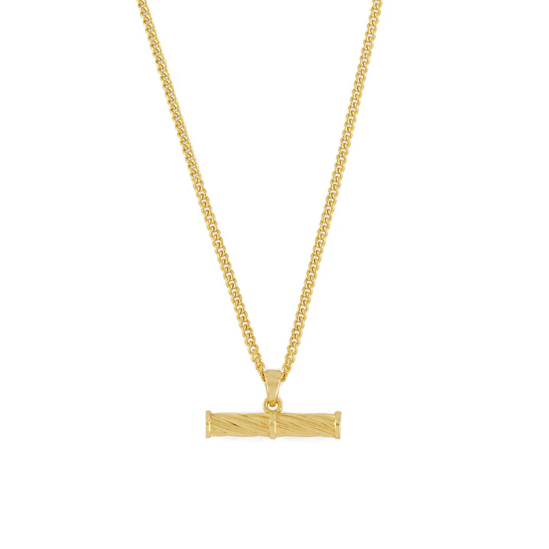 Gold Helix T-Bar Necklace - Image 3