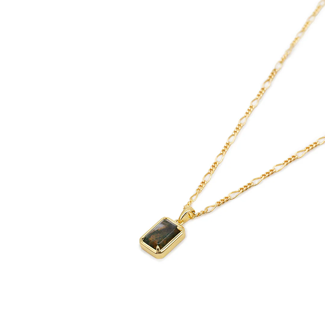 Gold Moss Agate Necklace - Image 5