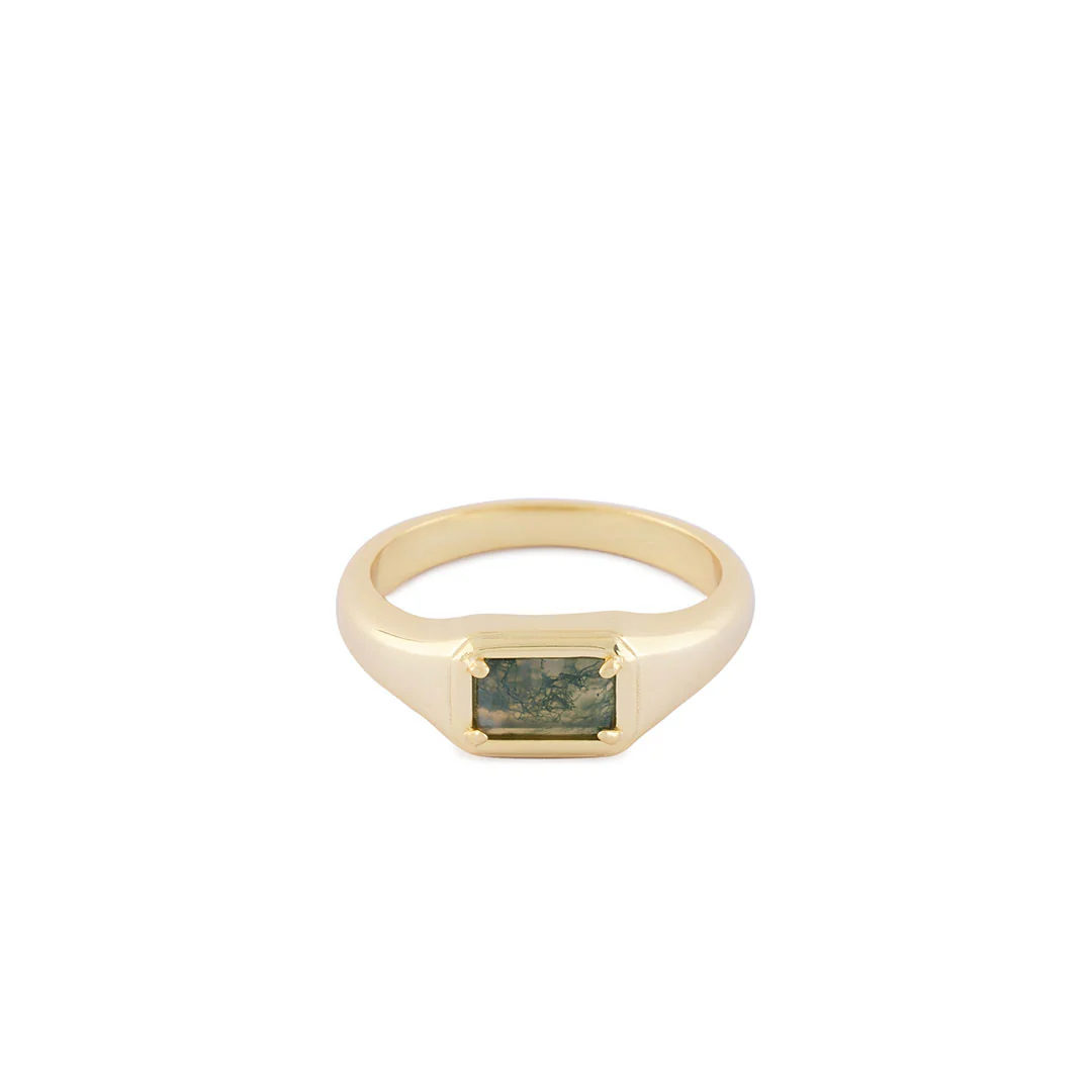 Gold Moss Agate Ring - Image 3