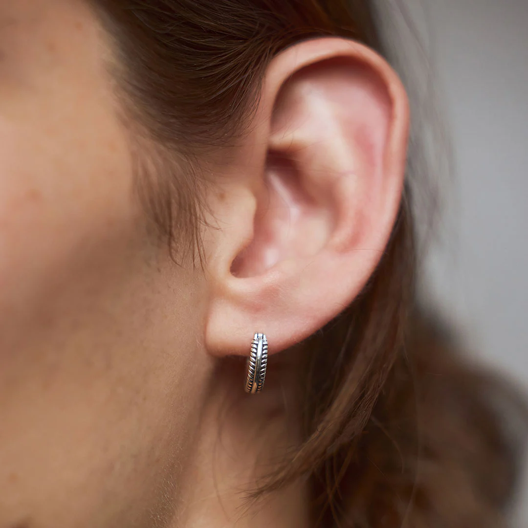 Silver Cable Hoop Earring - Image 4
