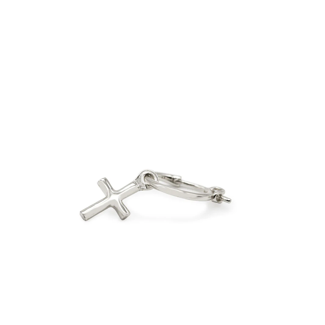 Silver Cross Pendant Earring - Image 5