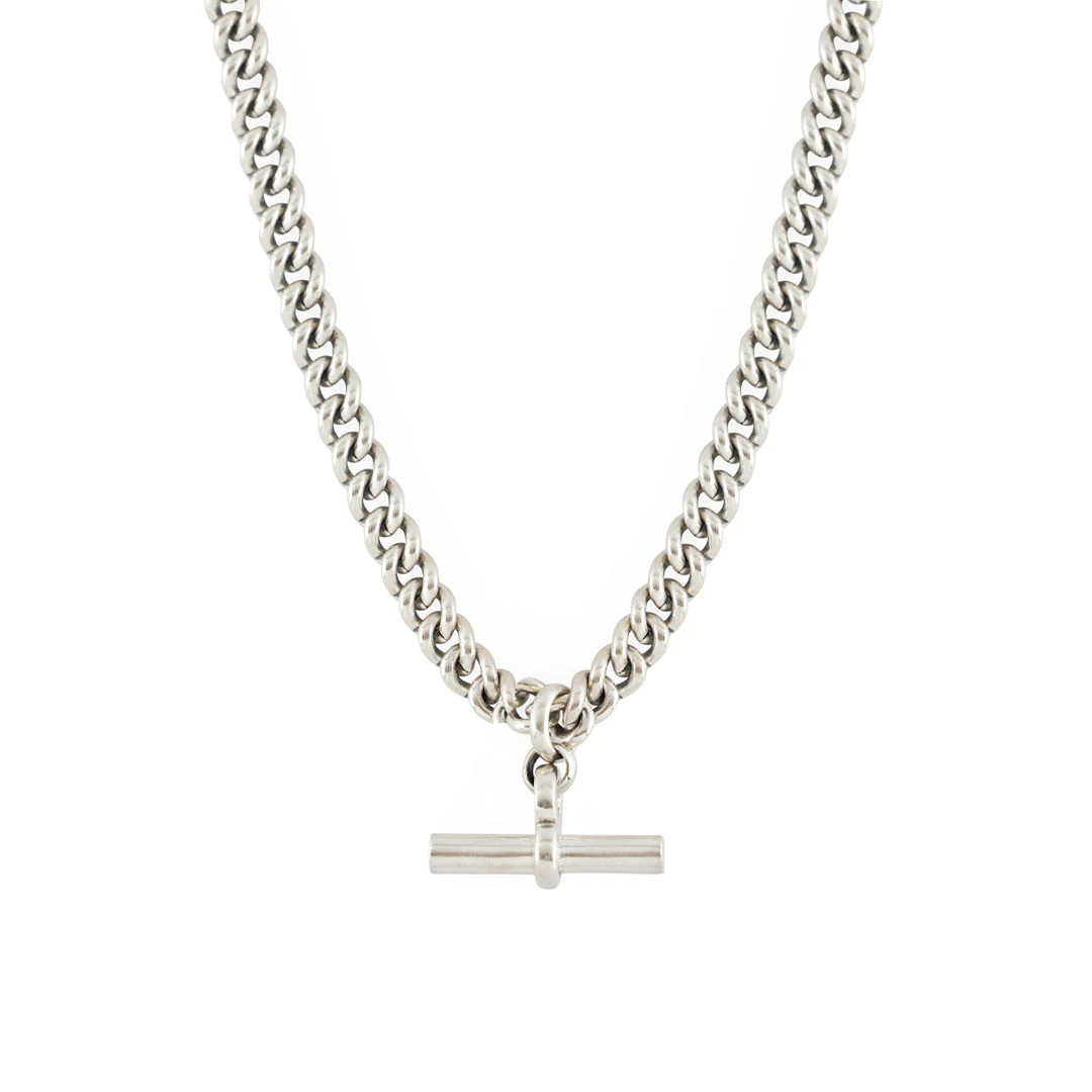Silver Curb T-Bar Necklace - Image 3