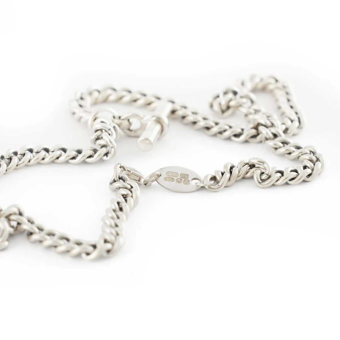 Silver Curb T-Bar Necklace - Image 6