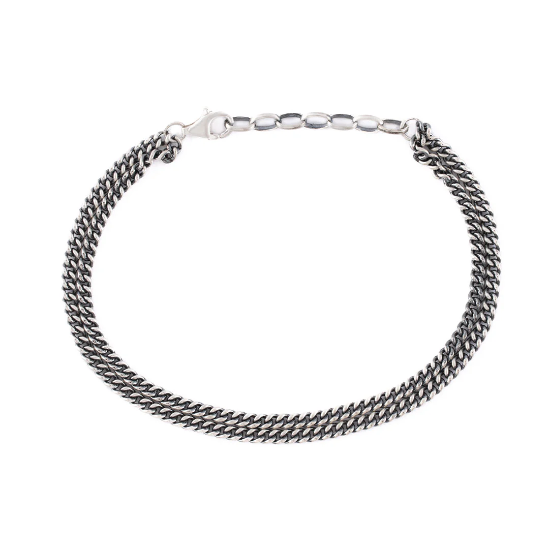 Silver Double Curb Bracelet - Image 5