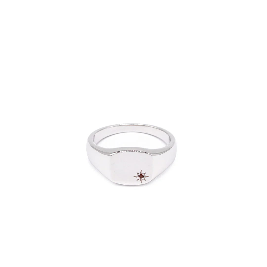 Silver Garnet Birthstone Ring - Image 3