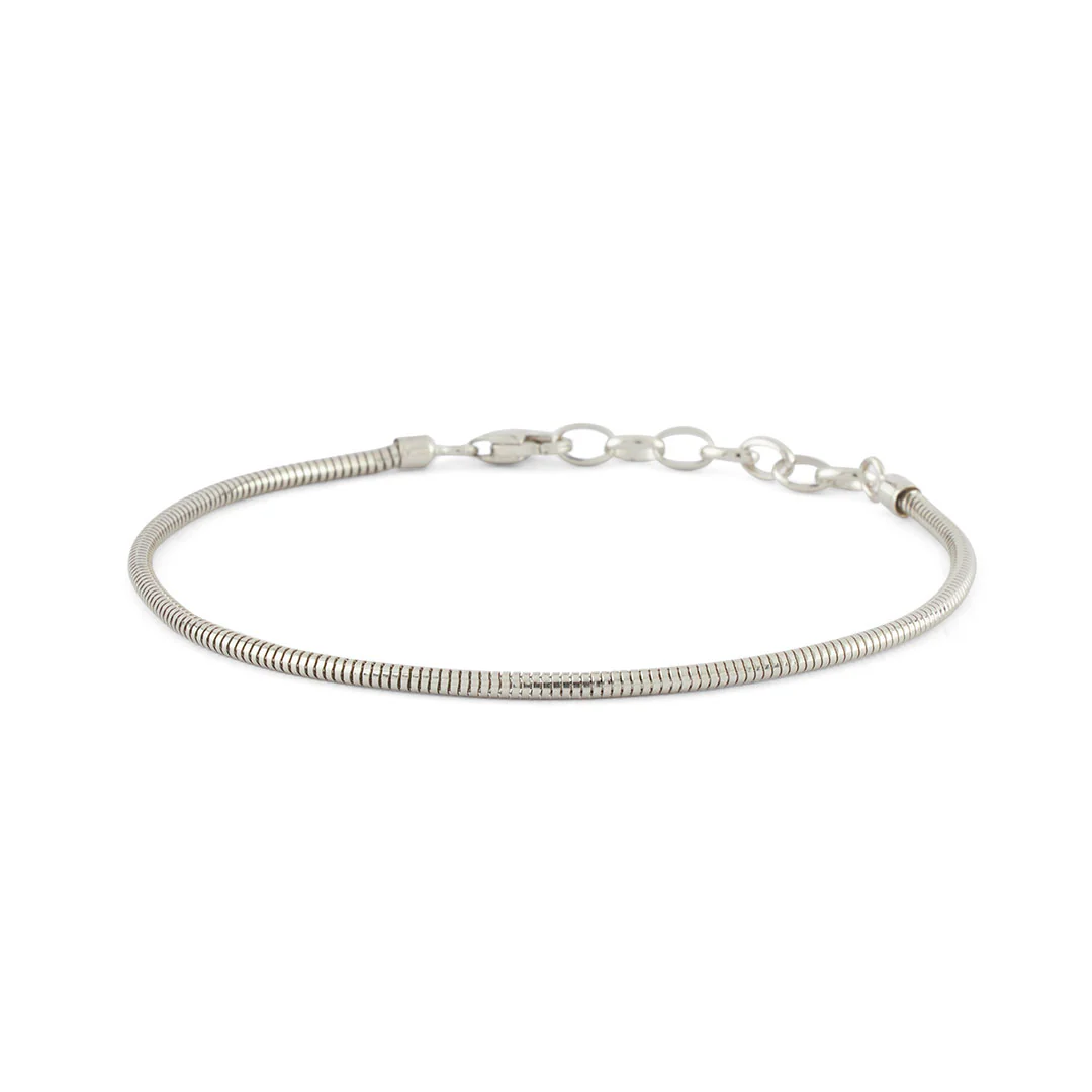 Silver Rounded Snake Chain Bracelet - Image 3
