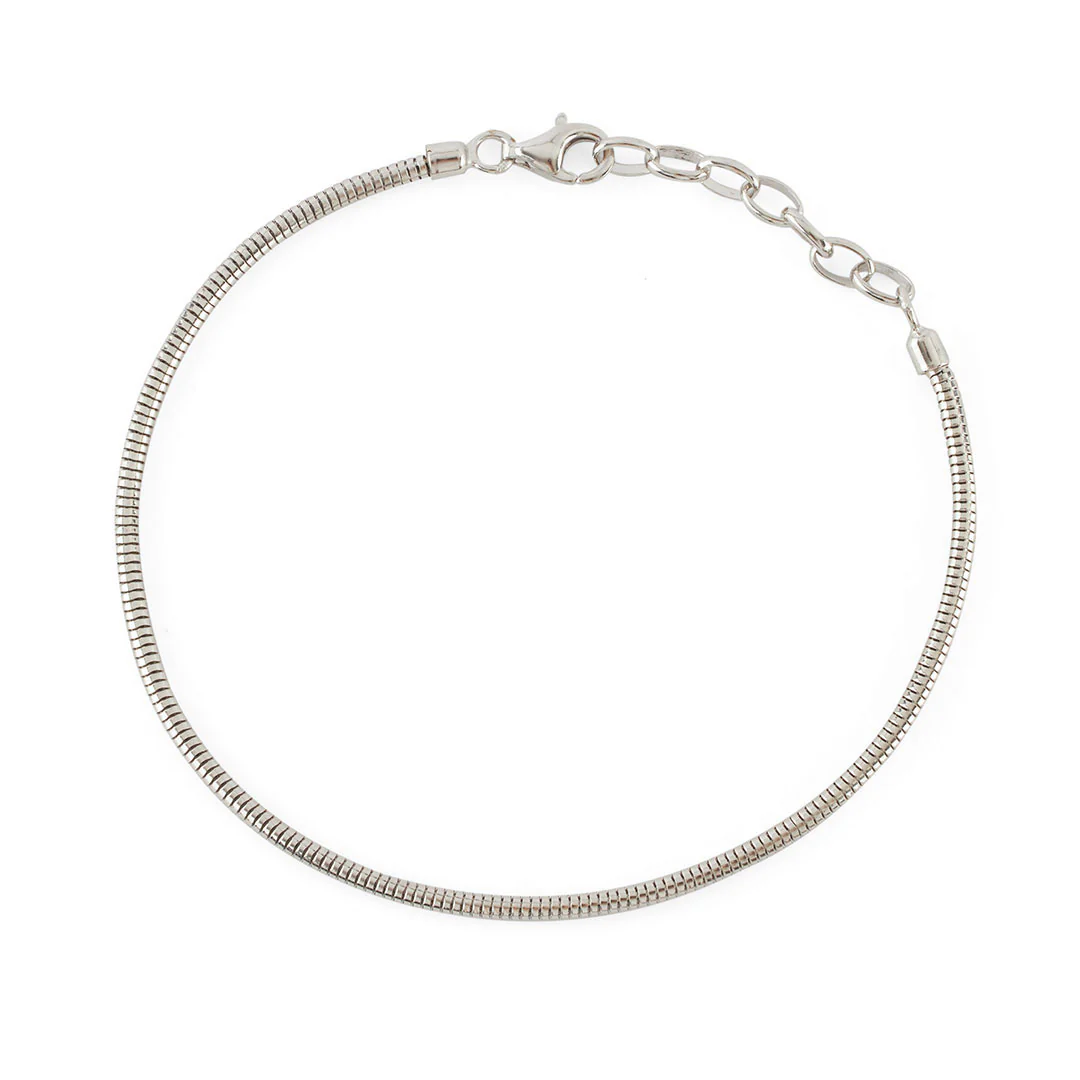Silver Rounded Snake Chain Bracelet - Image 4
