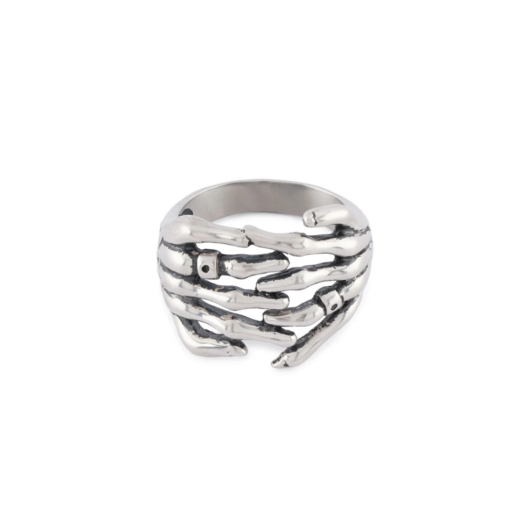 Silver Skeleton Hands Ring - Image 3