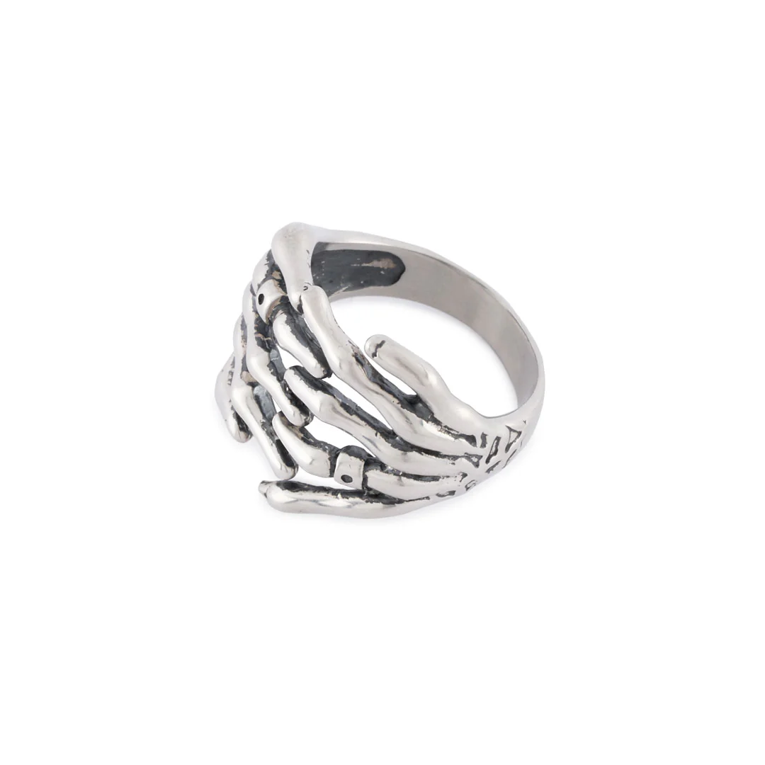 Silver Skeleton Hands Ring - Image 5