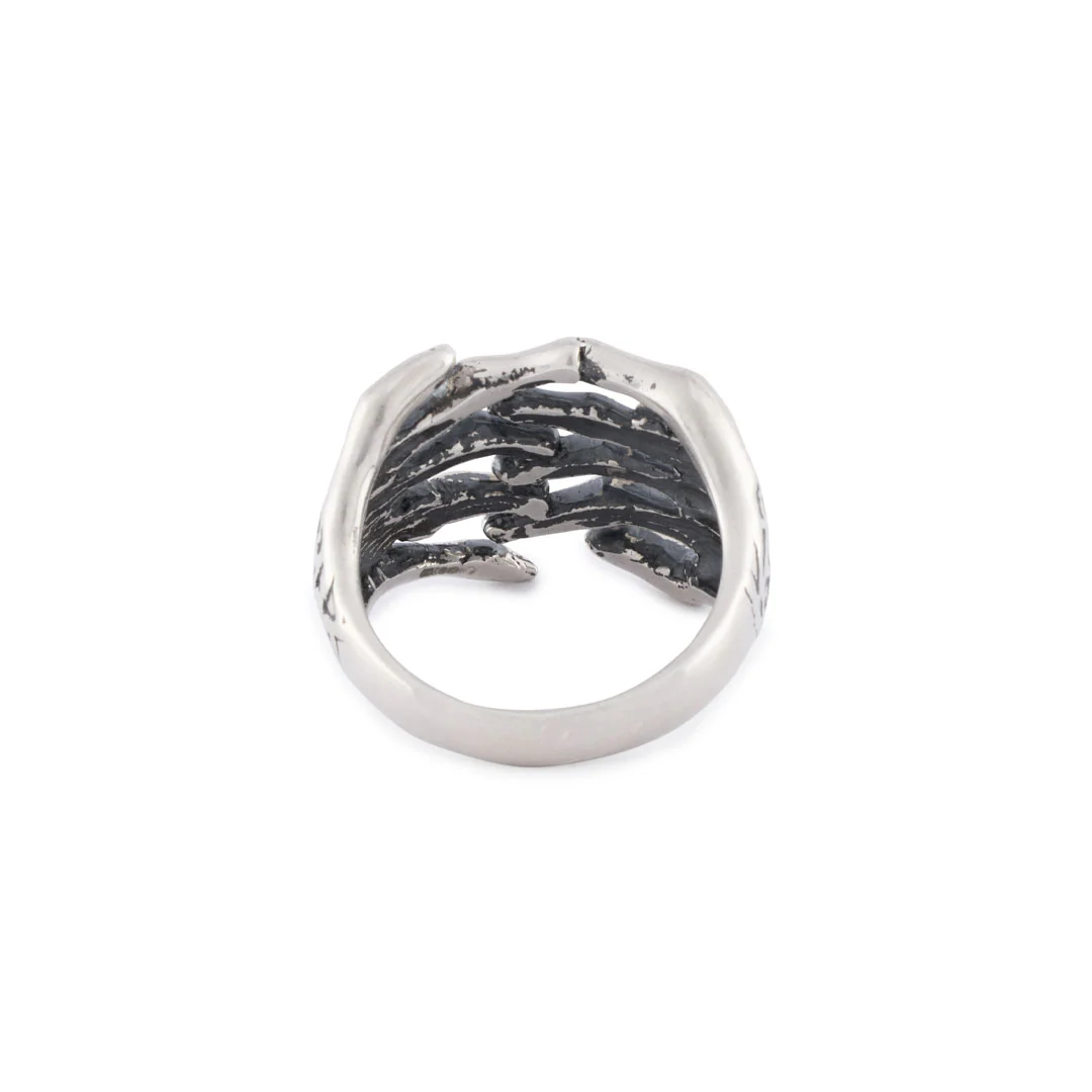 Silver Skeleton Hands Ring - Image 6
