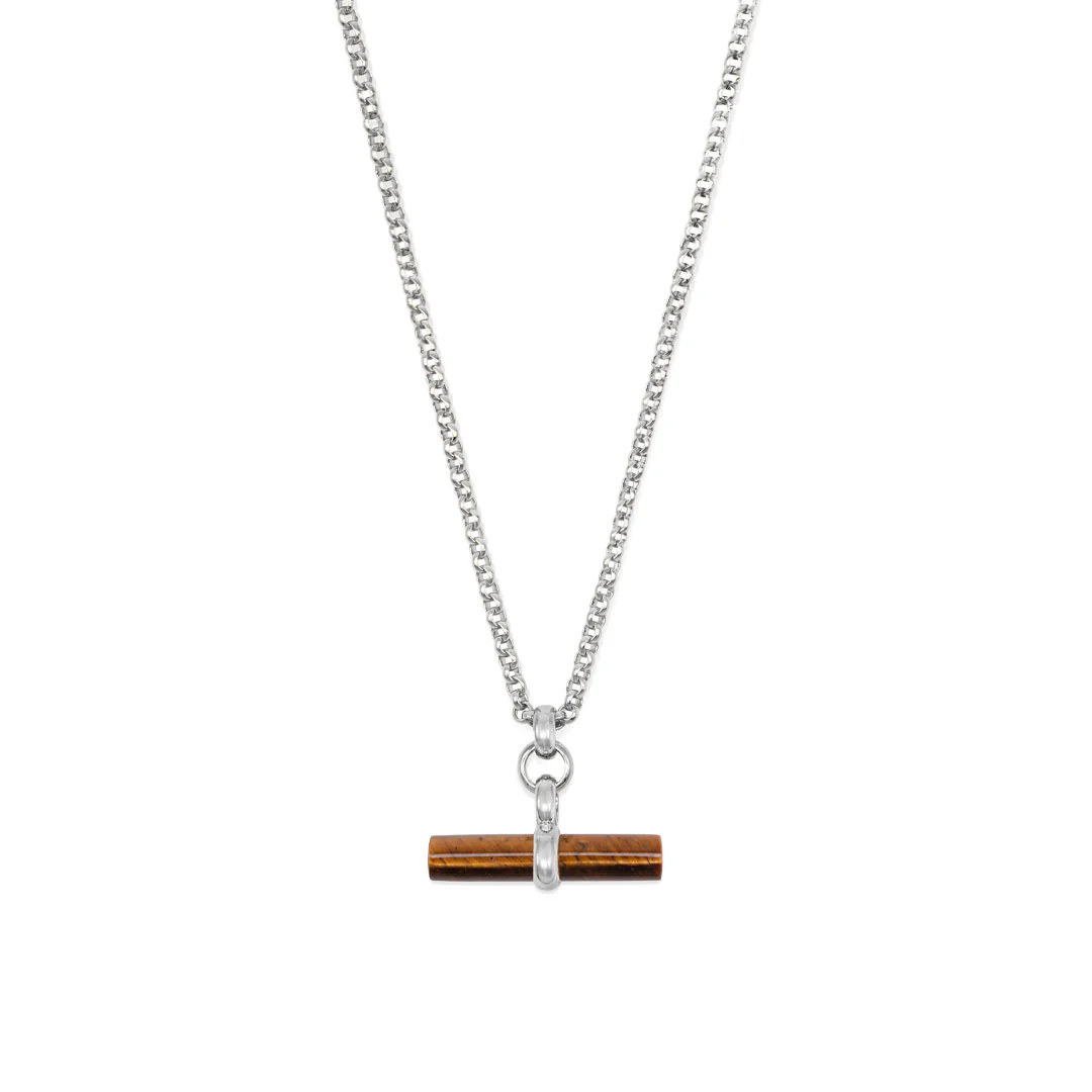 Silver Tigers Eye T-Bar Necklace - Image 3