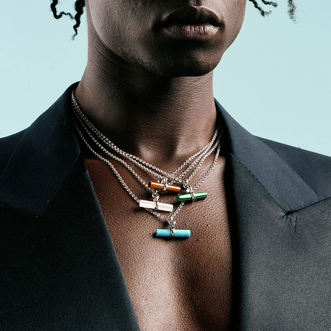 Silver Tigers Eye T-Bar Necklace - Image 4
