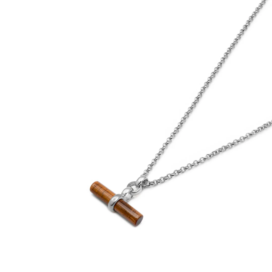 Silver Tigers Eye T-Bar Necklace - Image 5
