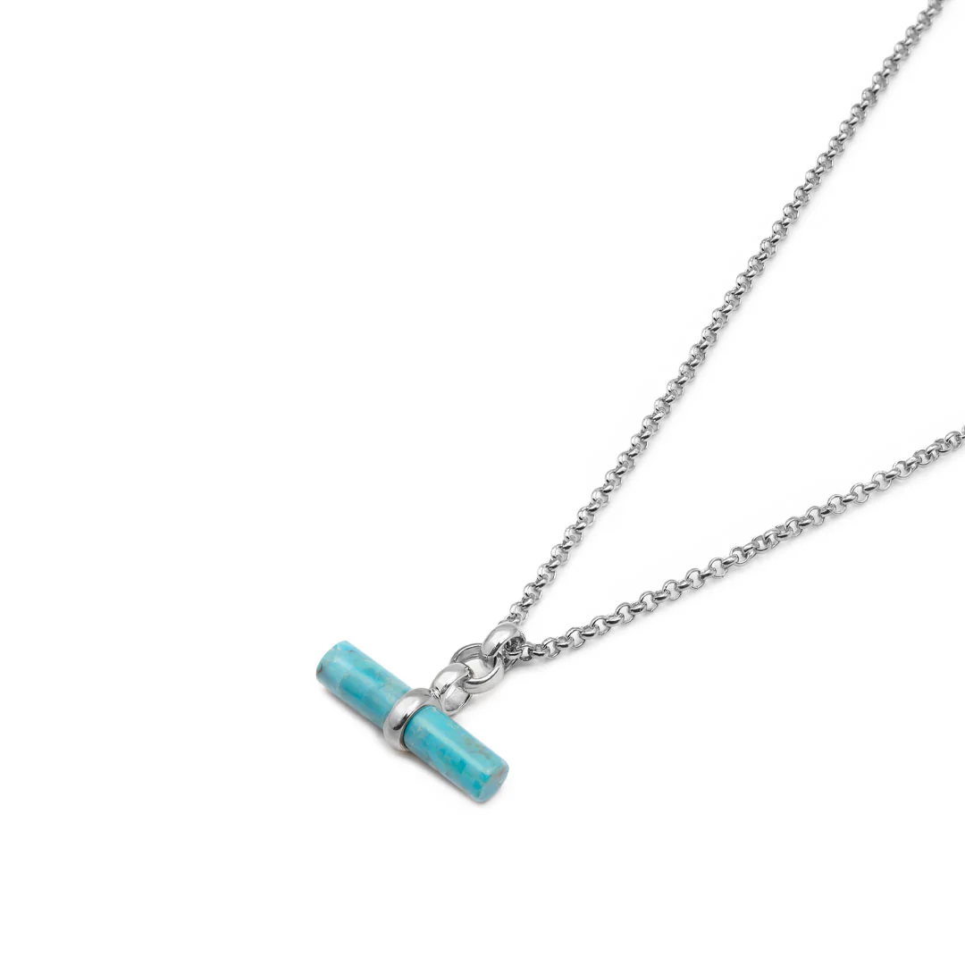 Silver Turquoise T-Bar Necklace - Image 5