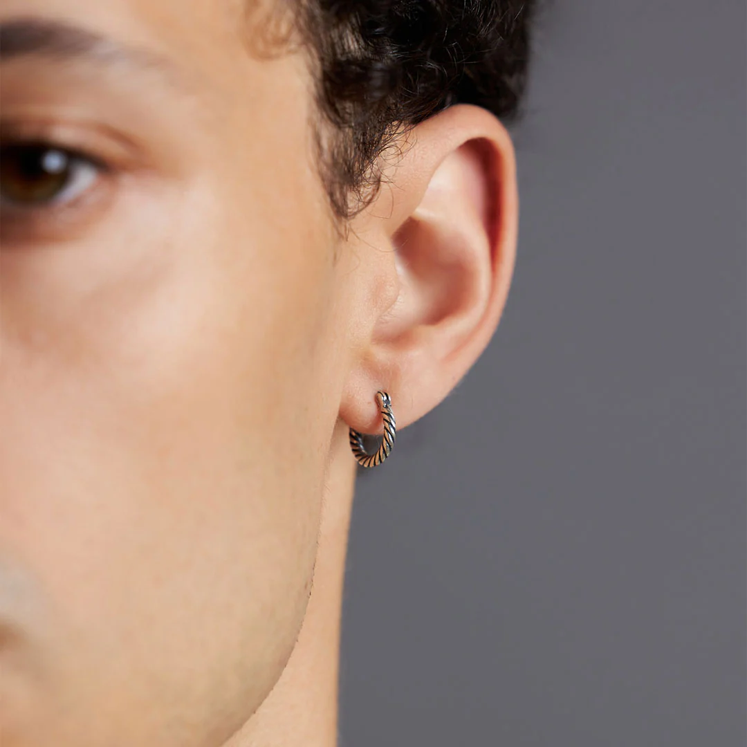 Silver Twist Hoop Earring - Image 4
